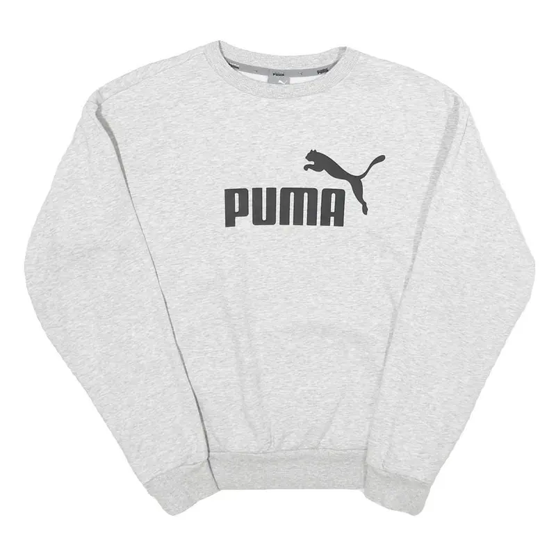 Puma Mens Grey Cotton Blend Crew Neck Sweatshirt Xs Classic Logo Casual 1