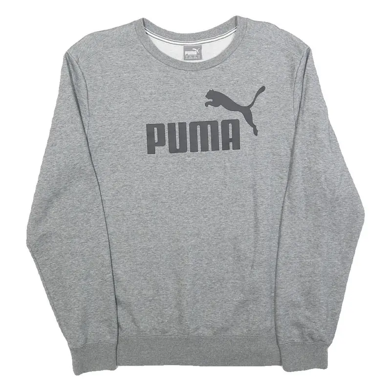 Puma Mens Grey Crew Neck Pullover Sweatshirt M Cotton Blend Casual 1