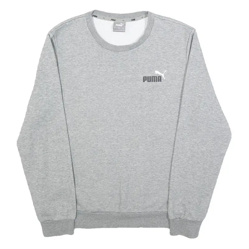 Puma Mens Grey Crew Neck S Cotton Blend Sweatshirt Logo Casual Top 1