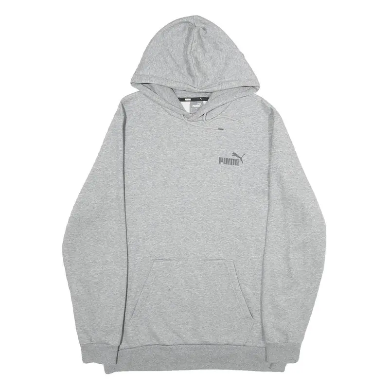 Puma Mens Grey Hoodie L Cotton Blend Pullover Casual Sweatshirt 1