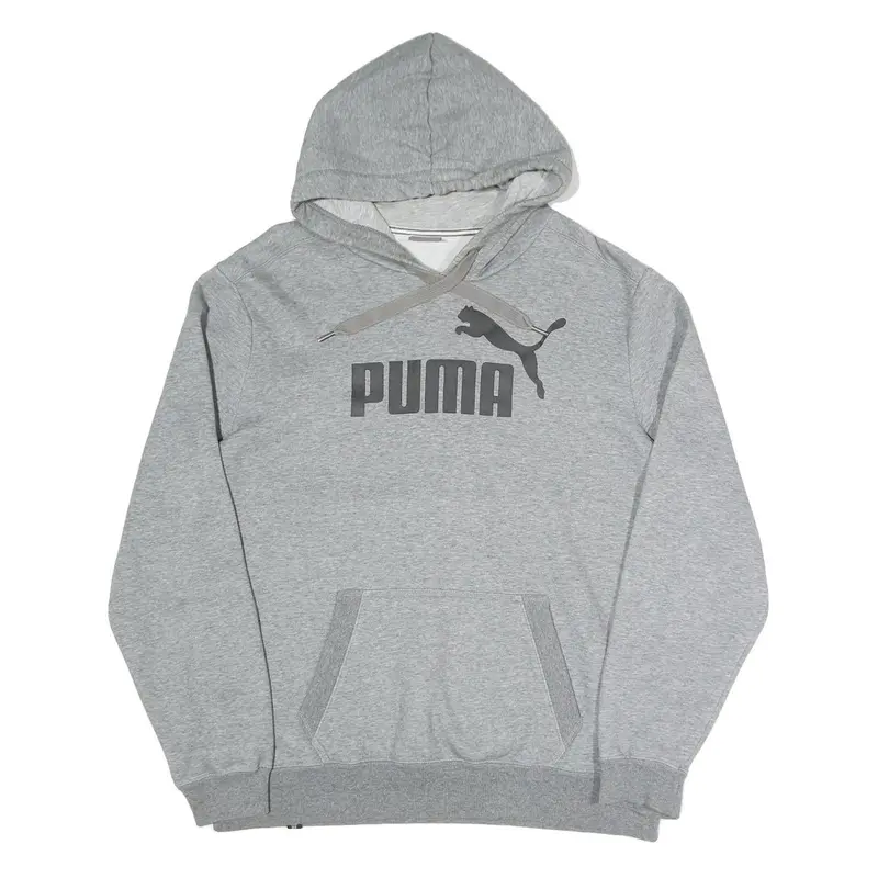 Puma Mens Grey Hoodie L Cotton Blend Pullover Sportswear Casual 1