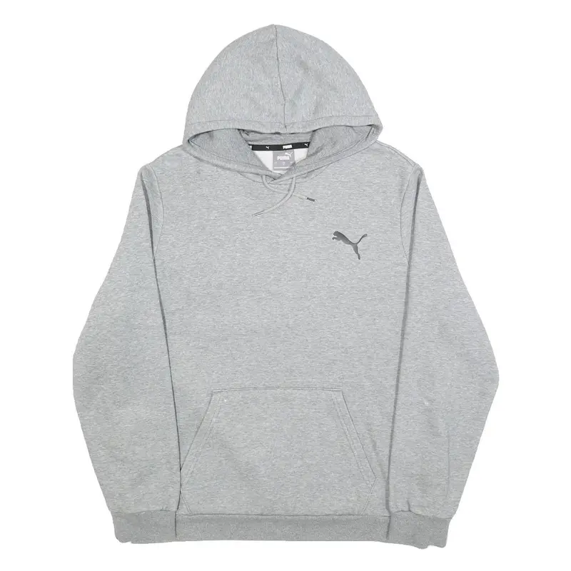 Puma Mens Grey Hoodie L Cotton Pullover Drawstring Hood Casual Sweatshirt 1