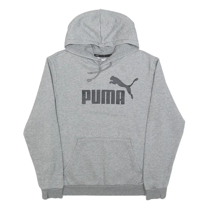 Puma Mens Grey Hoodie M Cotton Blend Pullover Sweatshirt Sports Casual 1