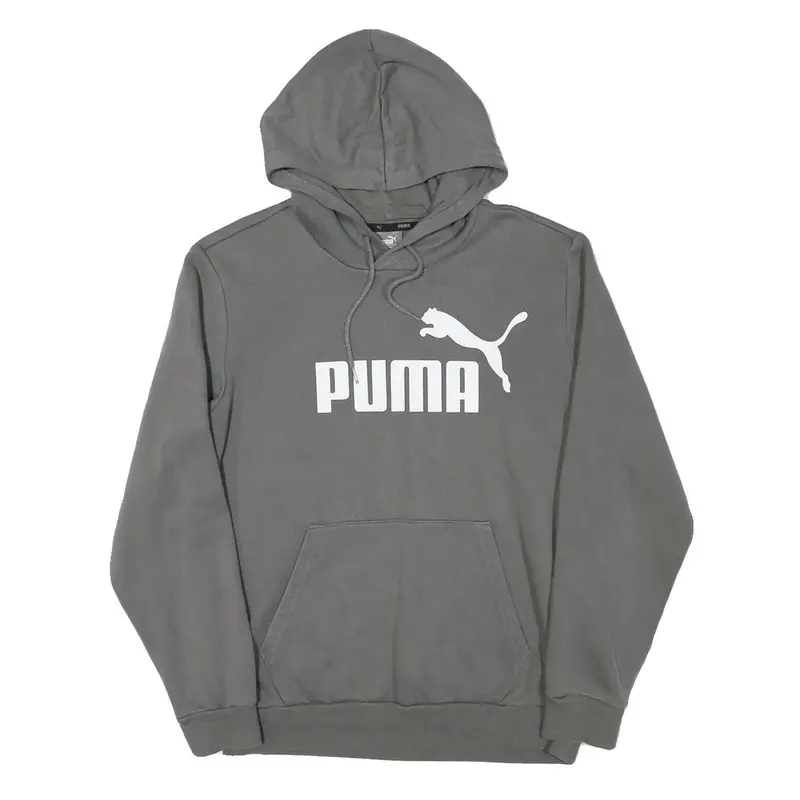 Puma Mens Grey Hoodie S Cotton Blend Pullover Casual Sportswear 1