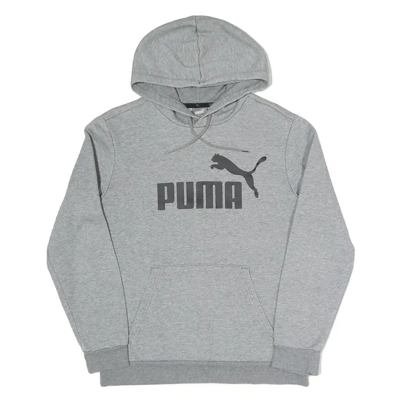 Puma Mens Grey Hoodie S Cotton Blend Pullover Classic Logo Sweatshirt 1