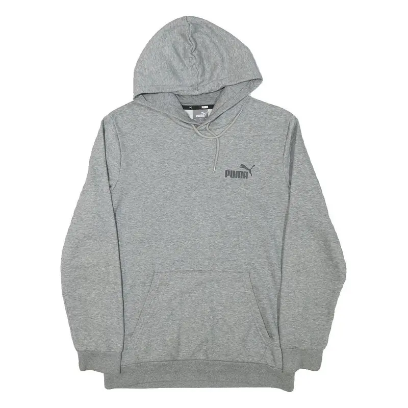 Puma Mens Grey Hoodie S Cotton Blend Pullover Hoodie Casual Sweatshirt 1