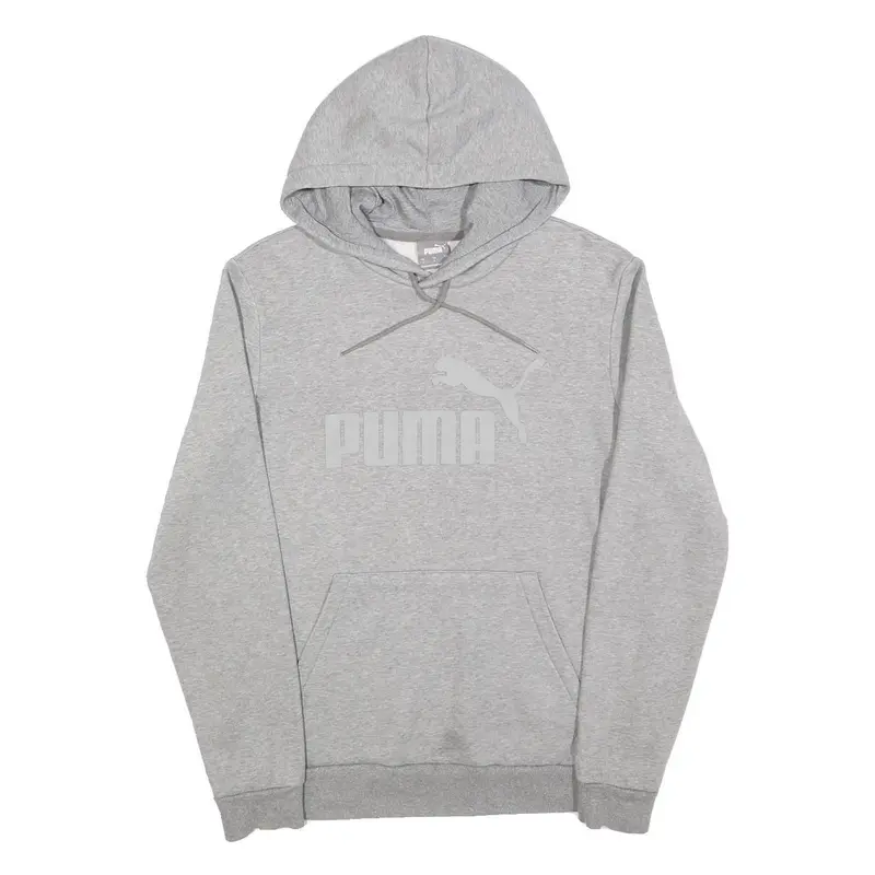 Puma Mens Grey Hoodie S Cotton Blend Pullover Sweatshirt Sports Casual 1