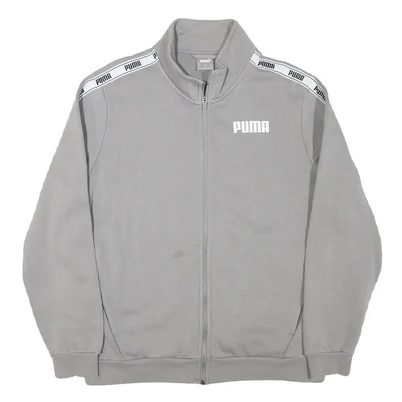 Puma Mens Grey Jacket Xl Cotton Blend Zip Stripe Track Sports Casual 1