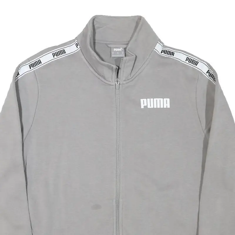 Puma Mens Grey Jacket Xl Cotton Blend Zip Stripe Track Sports Casual 2