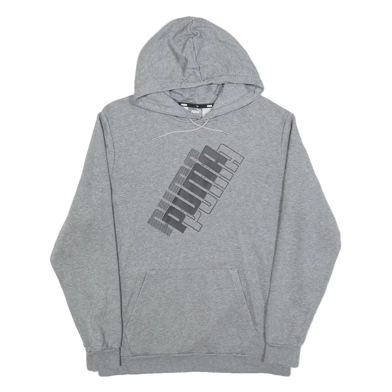 Puma Mens Grey Pullover Hoodie L Cotton Blend Brand Logo Casual 1