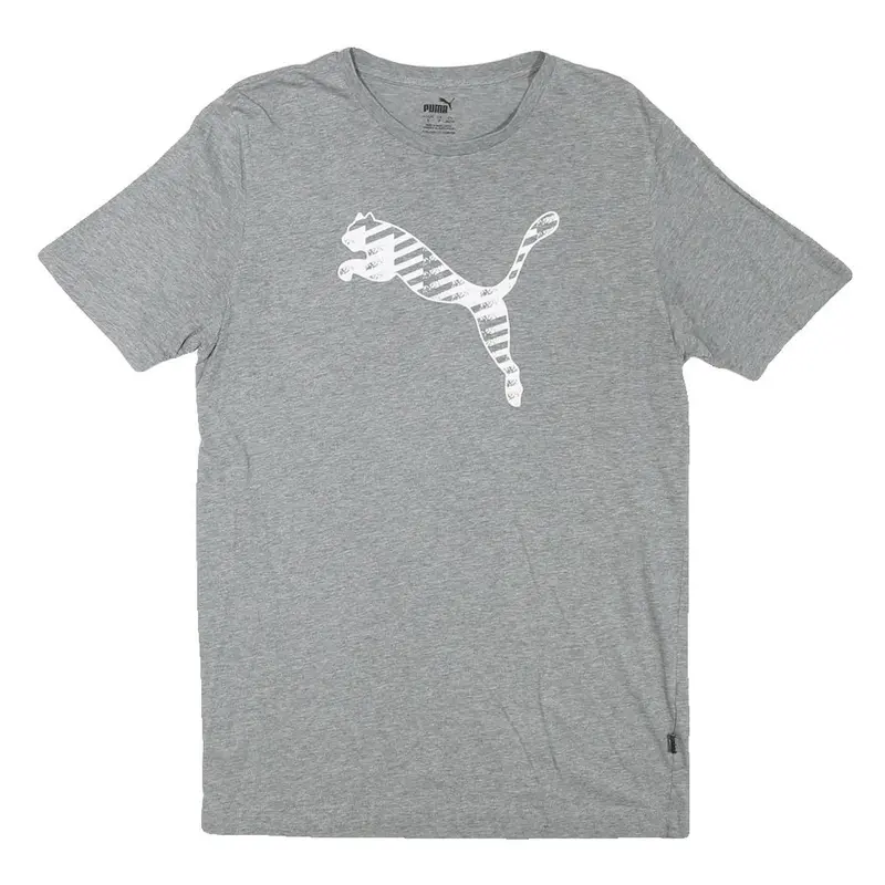 Puma Mens Grey S Cotton Blend Short Sleeve Crew Neck Graphic T-Shirt 1