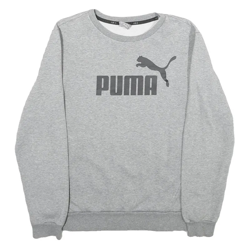 Puma Mens Grey Sweatshirt Crew Neck M Cotton Blend Pullover Casual Active 1