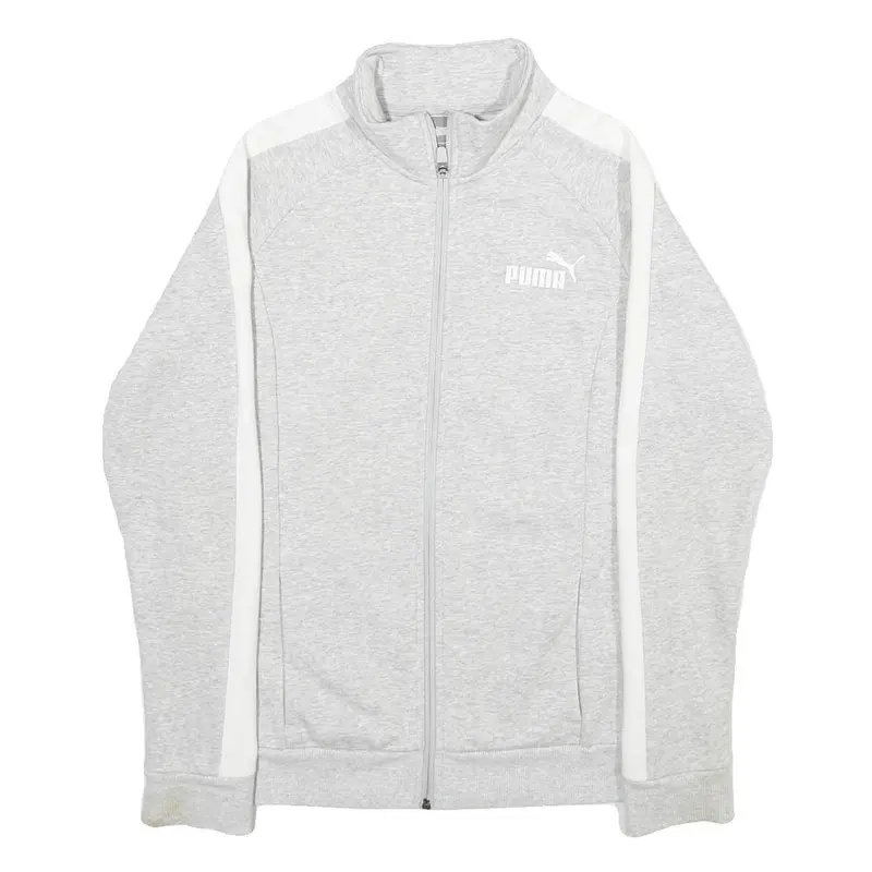 Puma Mens Grey & White Cotton Blend Zip Jacket S Casual Sportswear Track 1