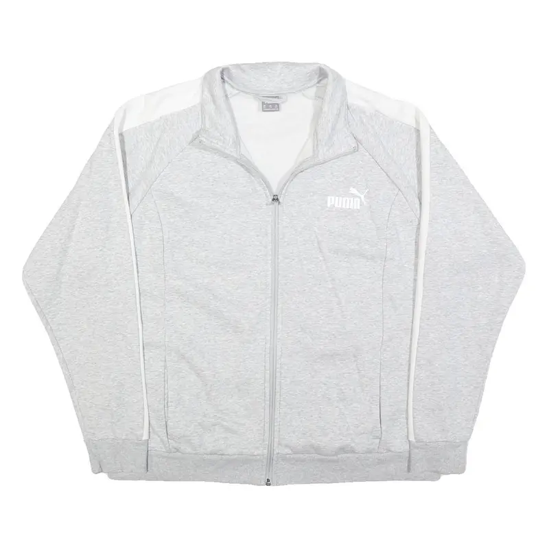 Puma Mens Grey & White Cotton Zip Jacket 2Xl Classic Athletic Comfortable 1