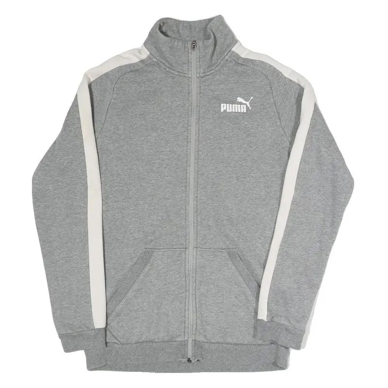 Puma Mens Grey & White Zip Track Jacket Xs Cotton Blend Plain Sportswear 1