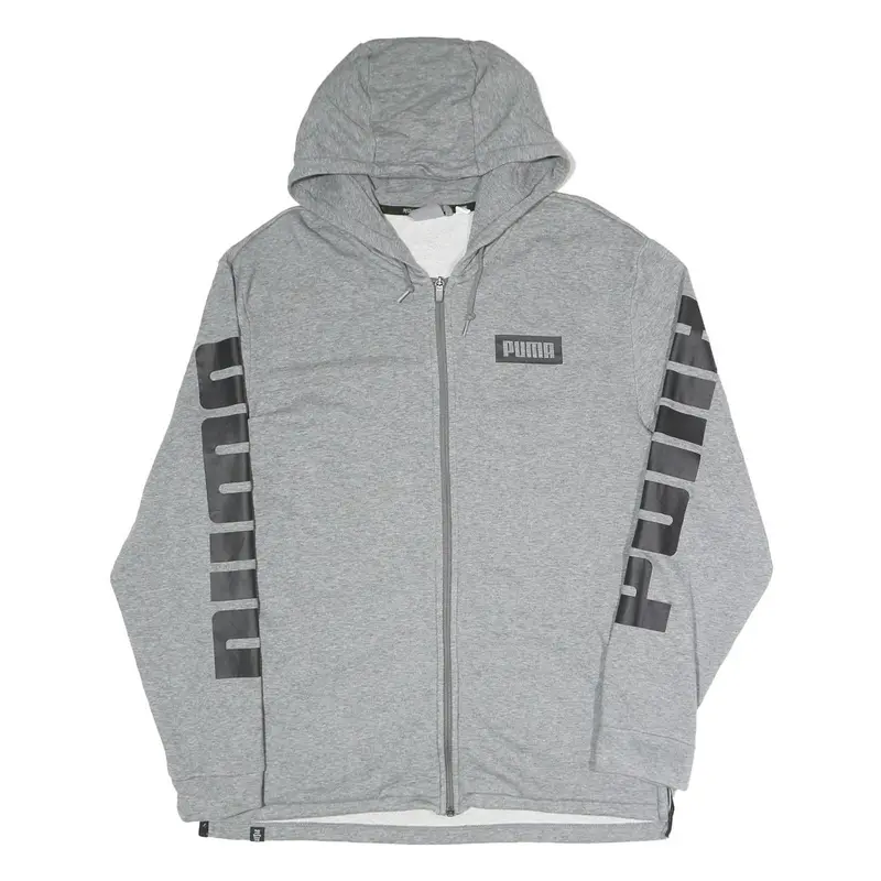 Puma Mens Grey Zip Up Hoodie M Cotton Blend Branded Casual Hooded 1