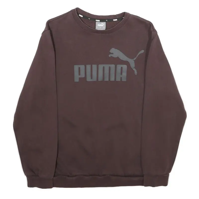 Puma Mens Maroon Cotton Blend Crew Neck S Sweatshirt Sportswear Pullover 1