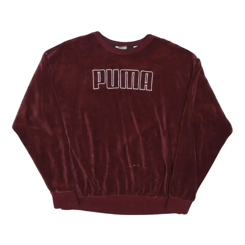 Puma Mens Maroon Crew Neck Sweatshirt M Velvet Soft Casual Pullover 1