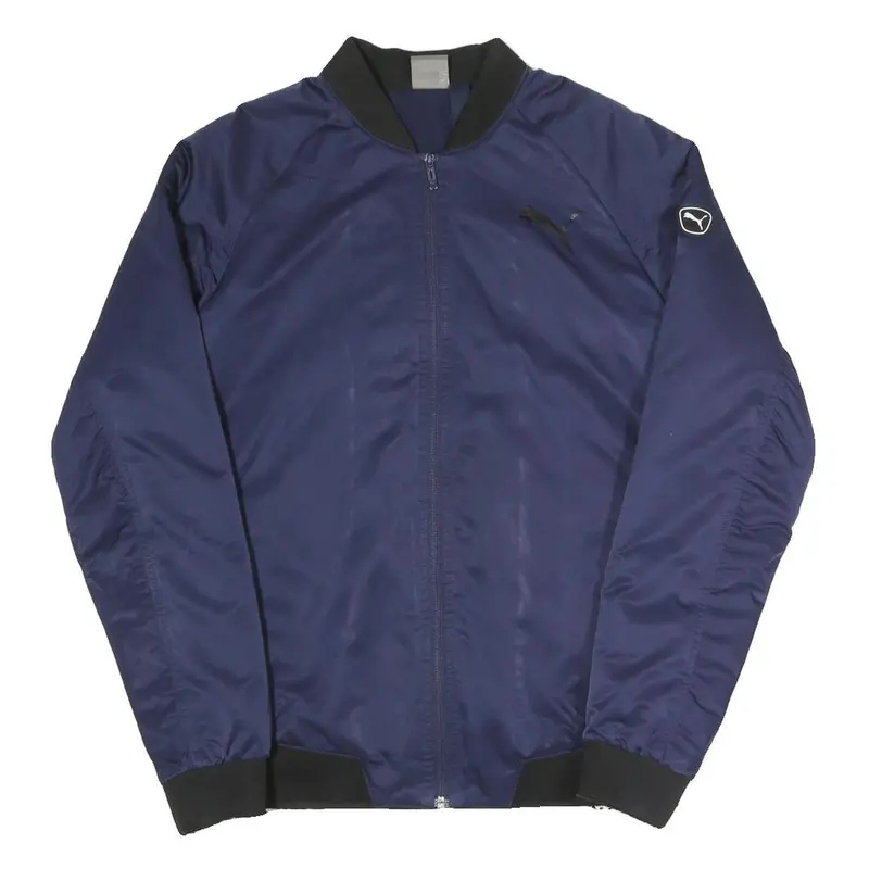 Puma Mens Navy Blue Bomber Jacket S Polyester Blend Plain Zip Sportswear 1