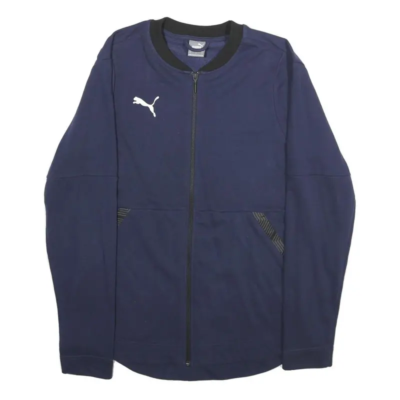 Puma Mens Navy Blue Cotton Blend Zip Jacket L Sportswear Casual Active 1