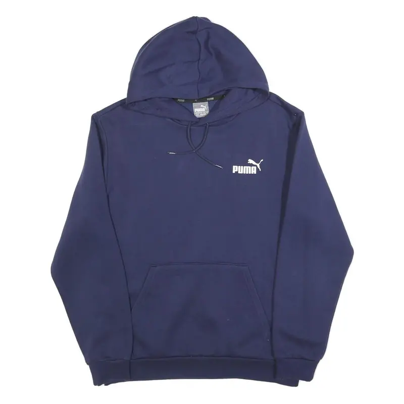 Puma Mens Navy Blue Hoodie M Cotton Blend Pullover Sweatshirt 1