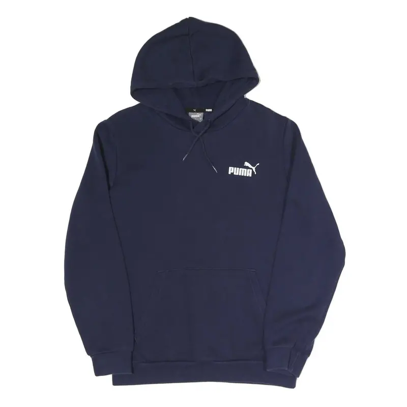 Puma Mens Navy Blue Hoodie S Cotton Blend Pullover Sport Casual Sweatshirt 1