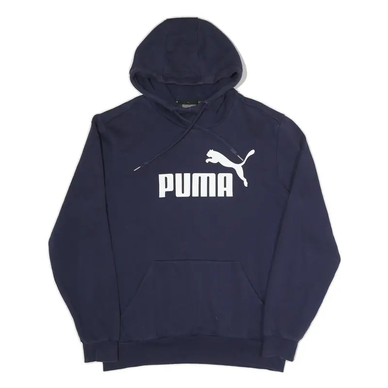 Puma Mens Navy Blue Logo Print Pullover Hoodie M Casual Sportswear 1