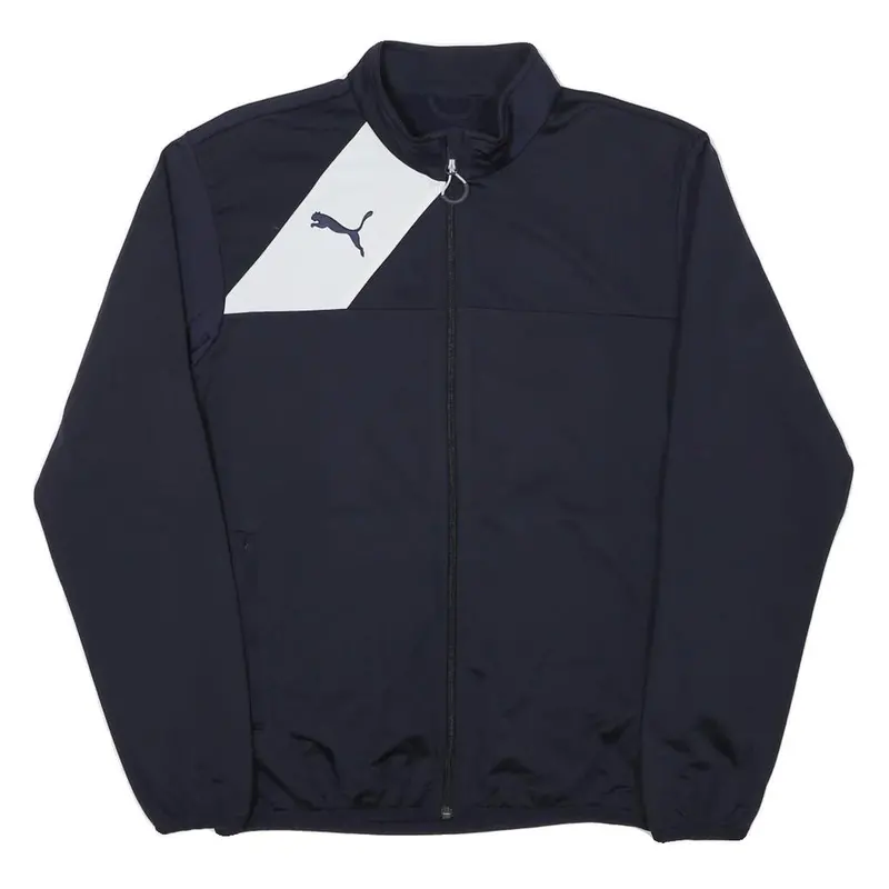 Puma Mens Navy Blue Sports Jacket M Polyester Blend Zip Plain Athletic 1