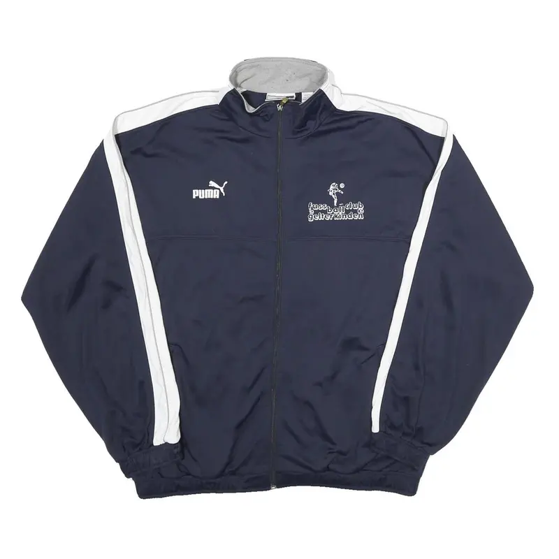 Puma Mens Navy Blue & White Track Jacket L Polyester Zip Plain Sportswear Casual 1