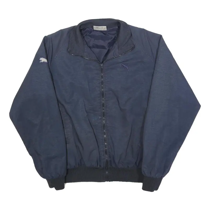 Puma Mens Navy Blue Zip Jacket S Polyester Blend Plain Lightweight Casual 1