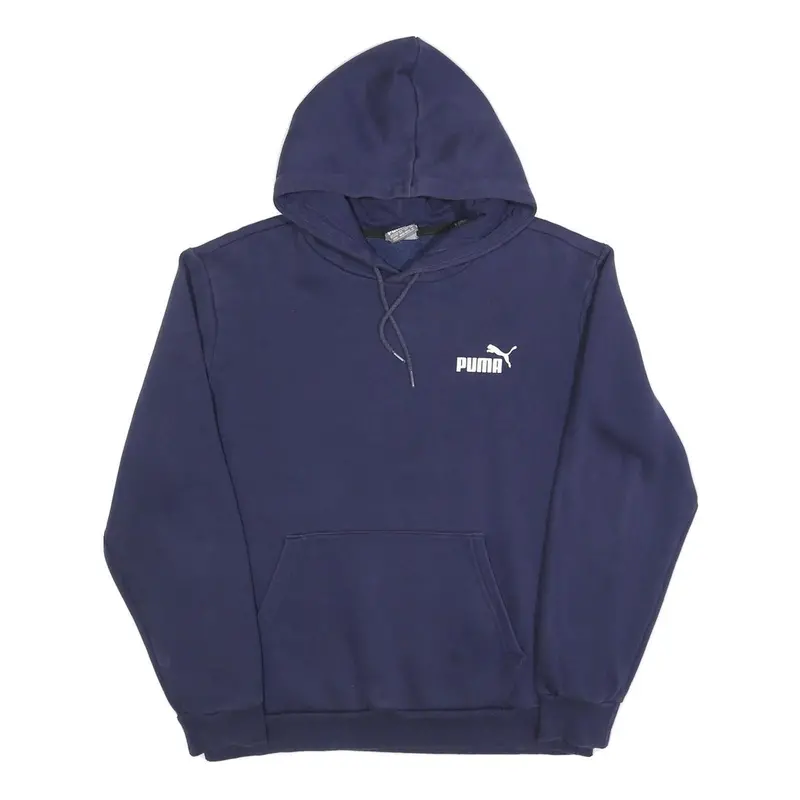 Puma Mens Navy Hoodie M Cotton Blend Pullover Sports Casual Sweatshirt 1