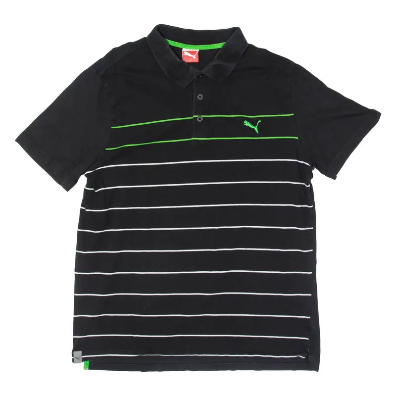 Puma Mens Polo Shirt Black Striped L 1