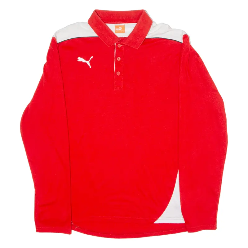 Puma Mens Polo Shirt Red Colourblock Long Sleeve 2Xl 1