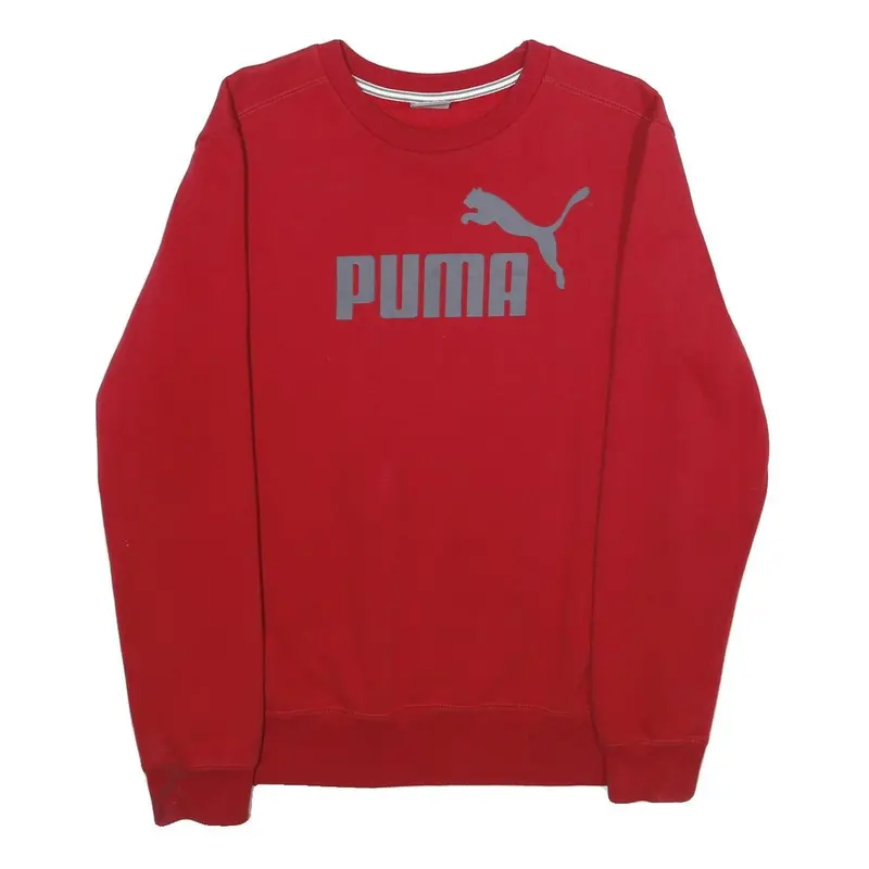 Puma Mens Red Cotton Blend Crew Neck Sweatshirt M Logo Graphic Comfort 1