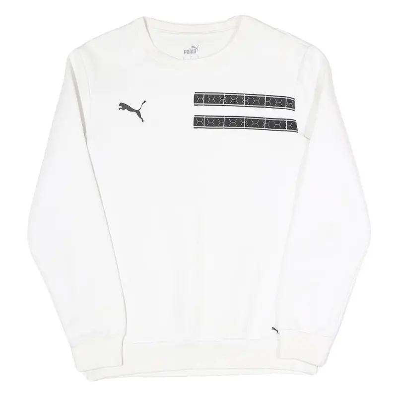 Puma Mens White Cotton Blend Crew Neck S Printed Logo Sweatshirt 1
