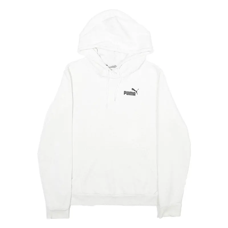 Puma Mens White Hoodie M Cotton Blend Pullover Hooded Top Casual Sportswear 1