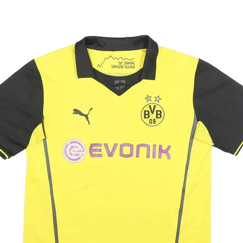 Puma Mens Yellow & Black Dortmund Reus Football Shirt M Short Sleeve V-Neck 2