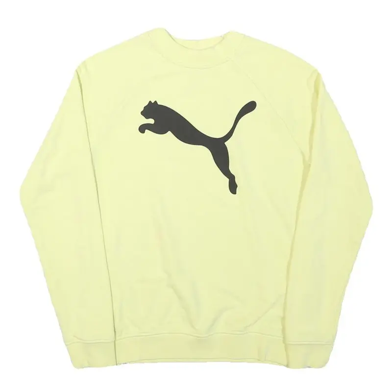 Puma Mens Yellow Xs Crew Neck Cotton Blend Sweatshirt Pullover Casual Wear 1
