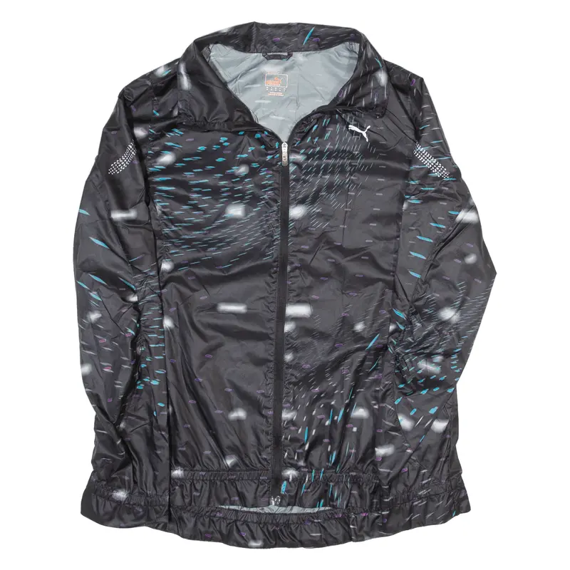 Puma Running Womens Windbreaker Jacket Black Crazy Pattern Uk 8 1