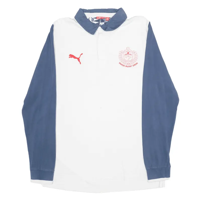 Puma Samoa Rugby Union Mens Polo Shirt White Long Sleeve M 1