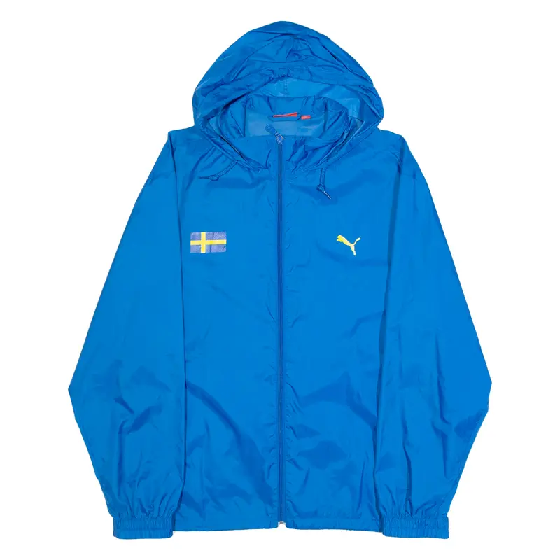 Puma Swedish Mens Rain Jacket Blue Nylon Hooded S 1