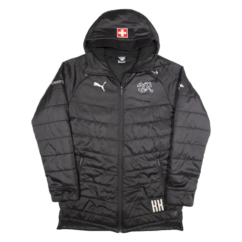 Puma Switzerland National Team Mens Puffer Coat Black Hooded M 1
