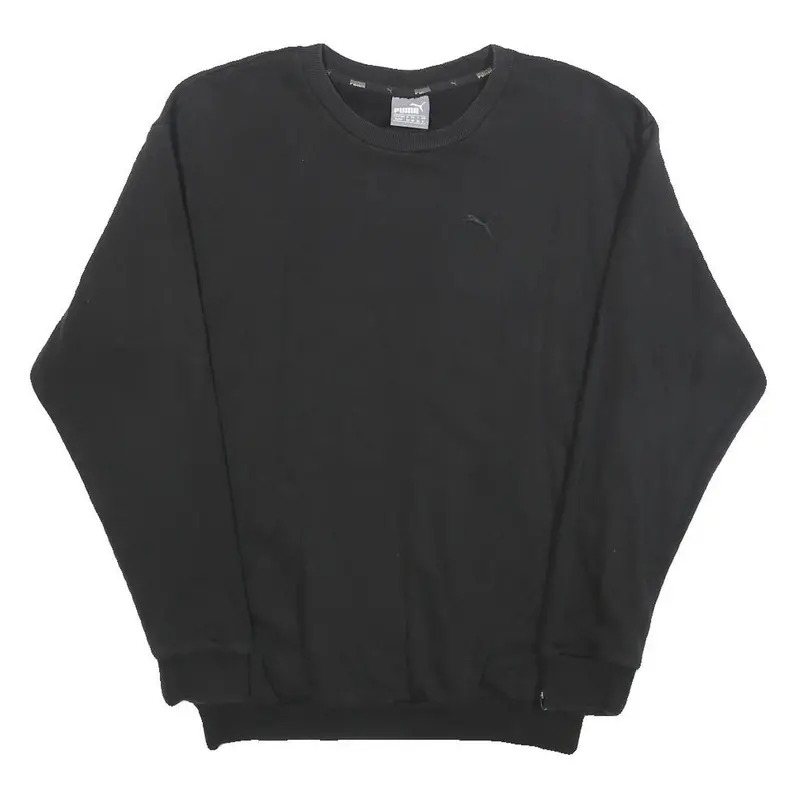 Puma Womens Black Cotton Blend Crew Neck Sweatshirt Uk 8 Casual Pullover 1