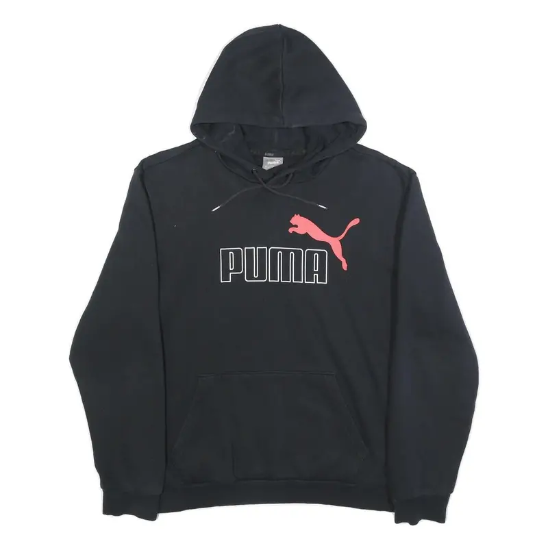 Puma Womens Black Hoodie L Cotton Blend Classic Logo Pullover 1