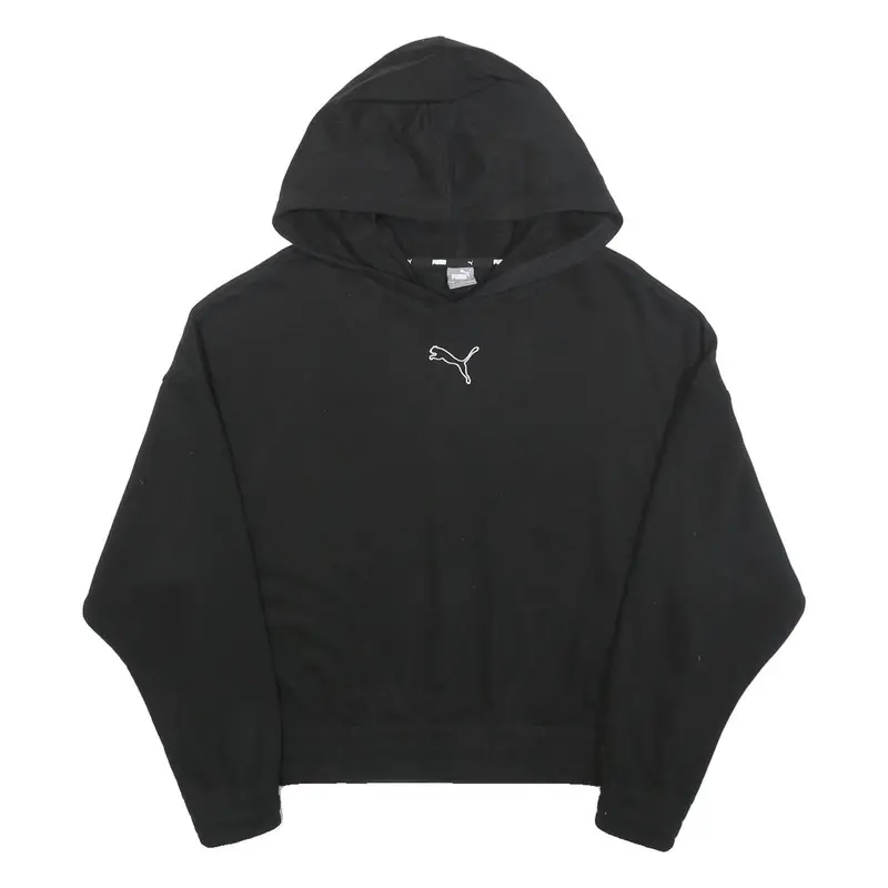 Puma Womens Black Hoodie L Cotton Blend Pullover Casual Hooded Sweatshirt 1