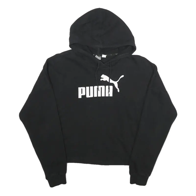 Puma Womens Black Hoodie L Cotton Blend Pullover Hooded Sweatshirt 1
