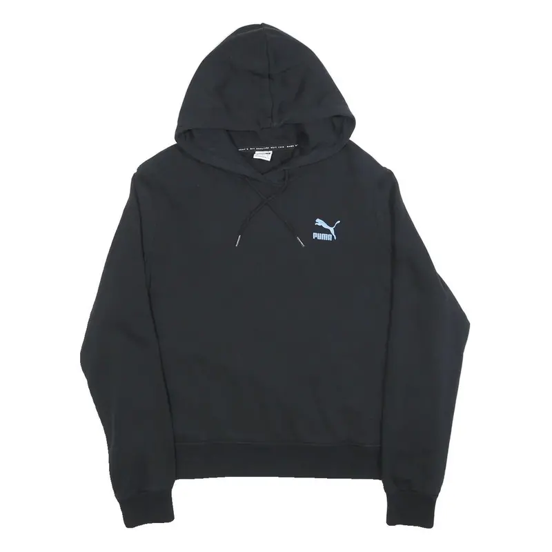 Puma Womens Black Hoodie M Cotton Blend Pullover Logo Print 1