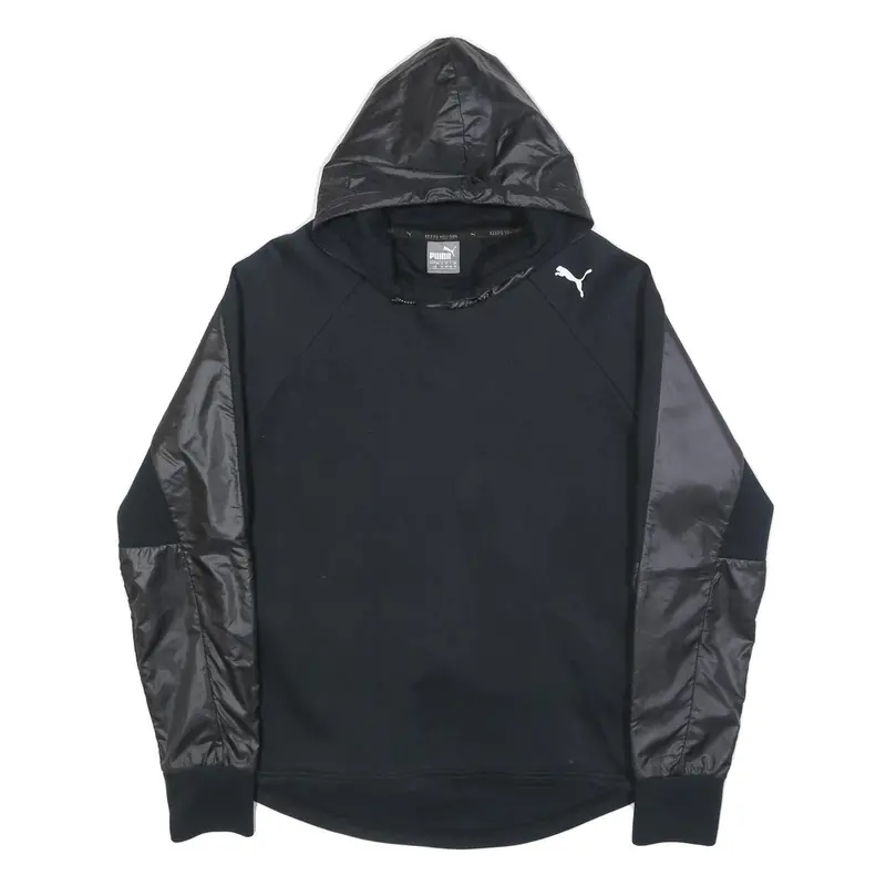 Puma Womens Black Hoodie Uk 14 Cotton Blend Pullover Sportswear Sweatshirt 1