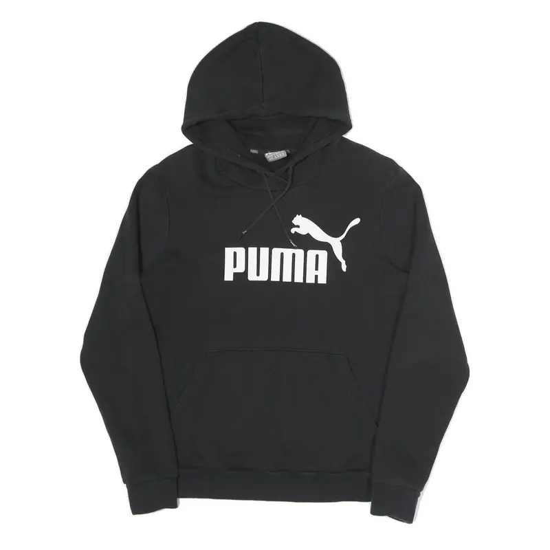 Puma Womens Black Hoodie Uk 16 Cotton Blend Pullover Casual Sweatshirt 1