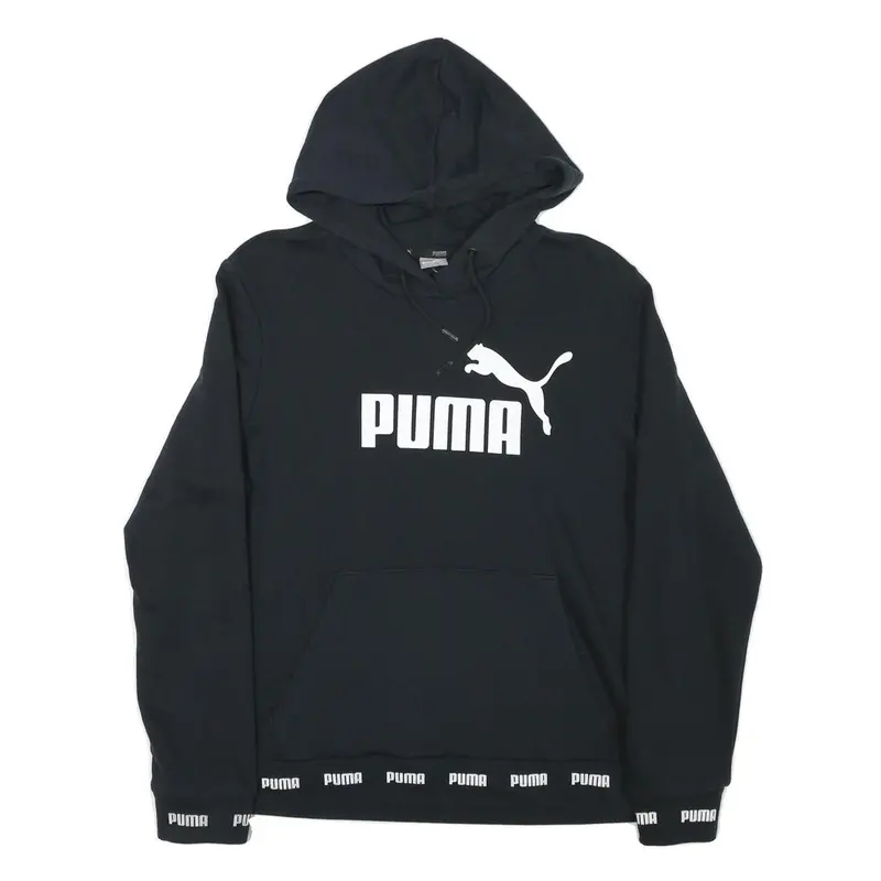 Puma Womens Black Hoodie Xl Cotton Blend Pullover Logo Print Casual 1